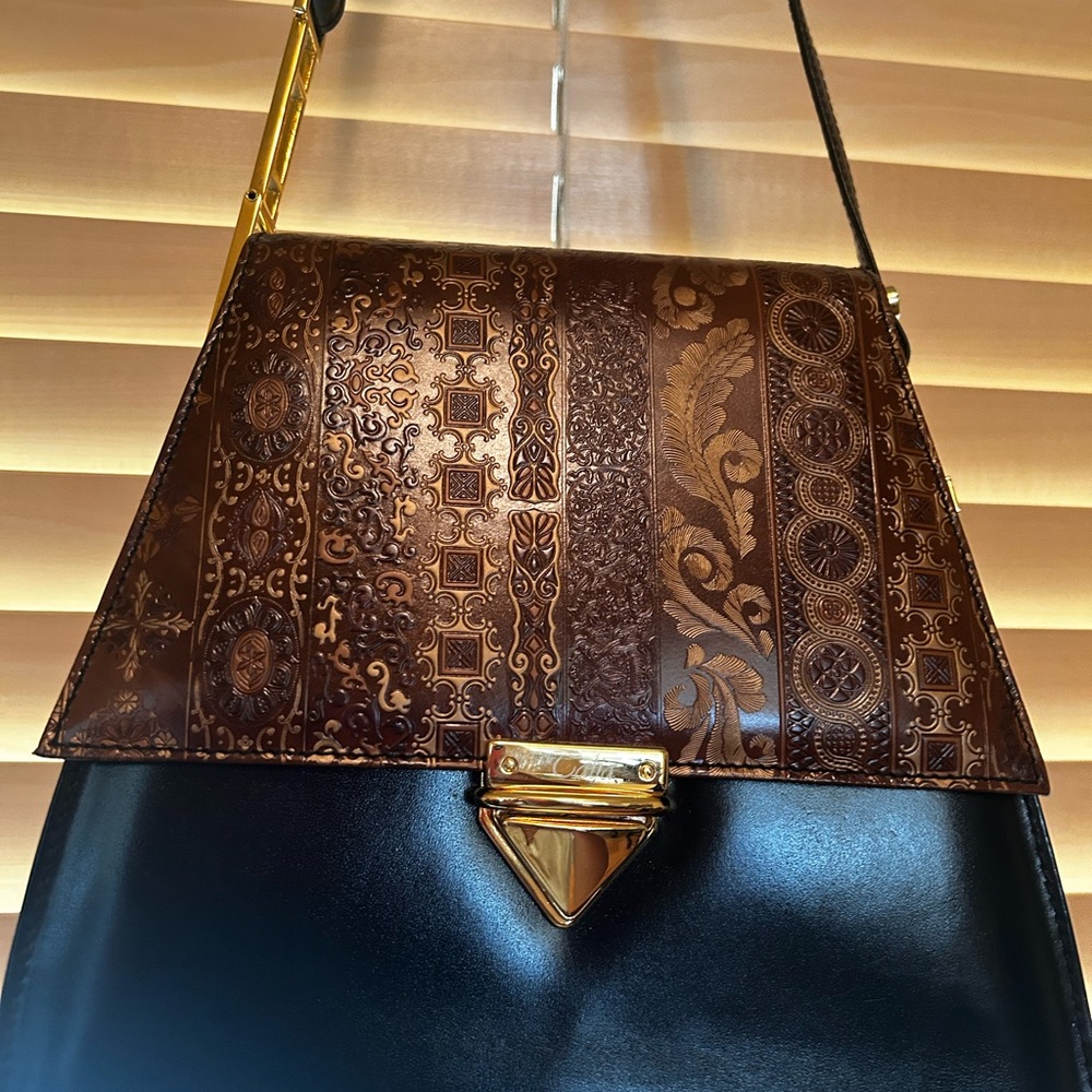 Vera Pelle Calja Brown and Black Shoulder Bag